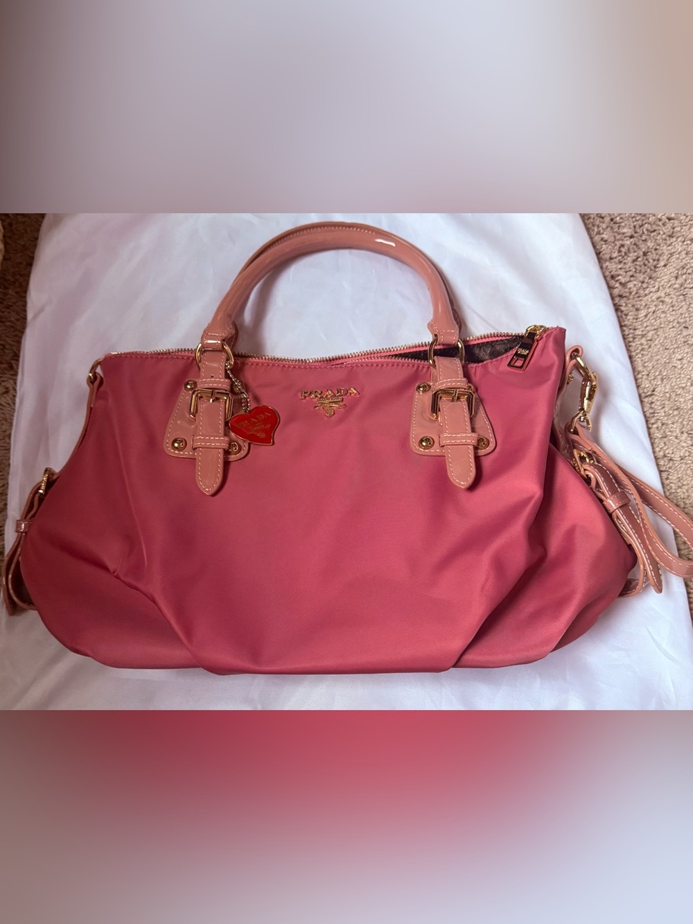 Prada Pink Two-Tone Pink Tote with Gold Hardware
